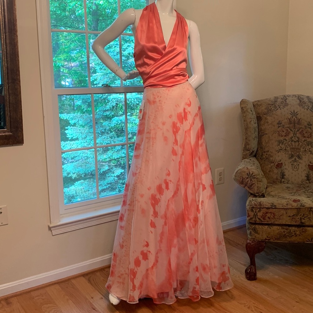 Lafayette 148 BEAUTY chiffon skirt and matching satin halter top